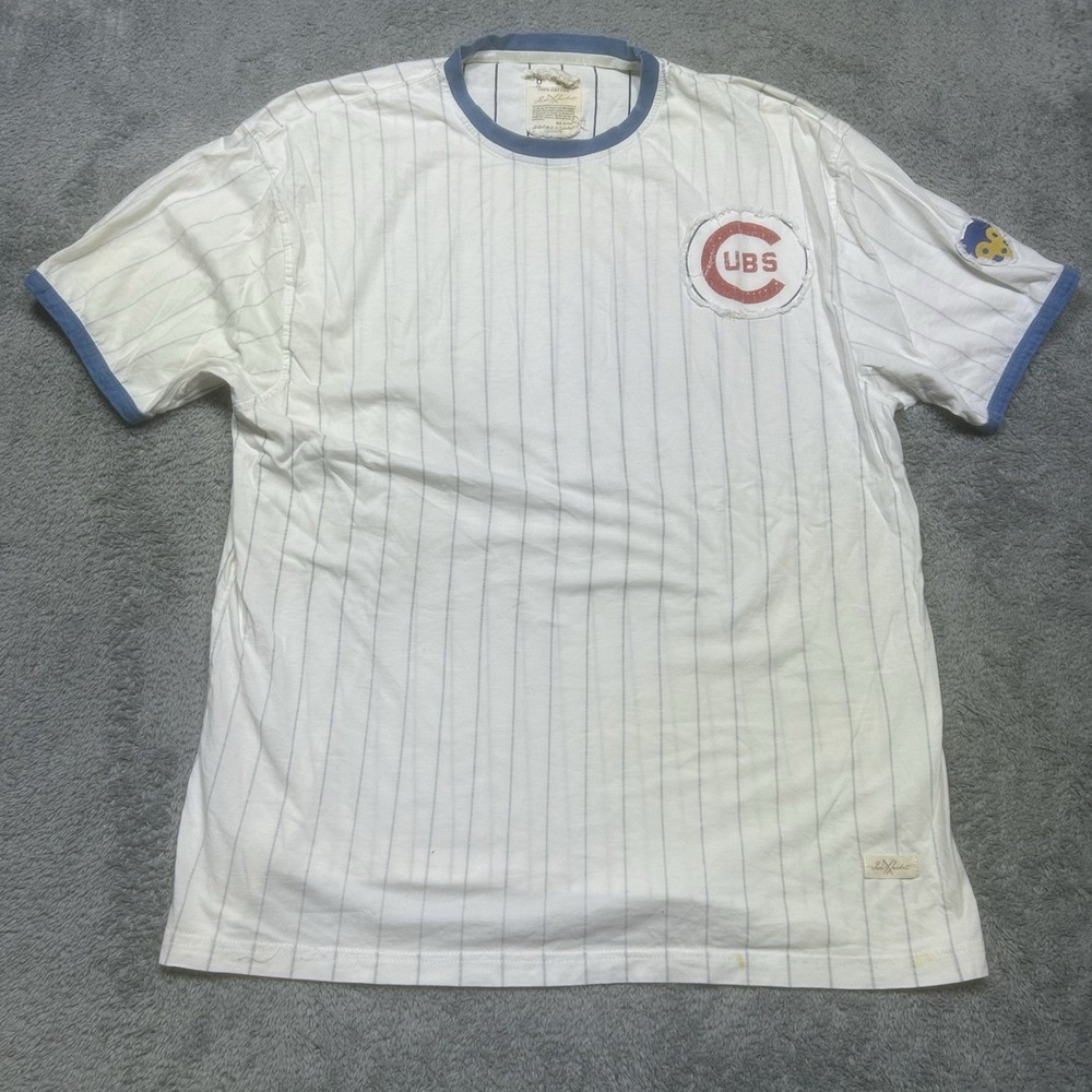 Vintage Chicago Cubs Baseball Jersey T-shirt Mens 2XL Pinstripe Red Jacket *SPOT